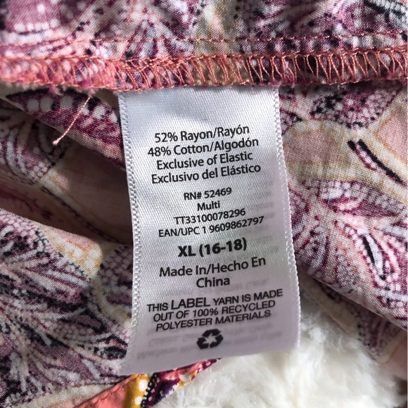 Time and Tru XL 16/18 Maxi Sleeve Dress Peach and Purple Floral Smocked - Picture 6 of 6